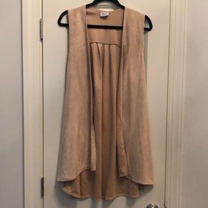 Faux Suede Long Vest